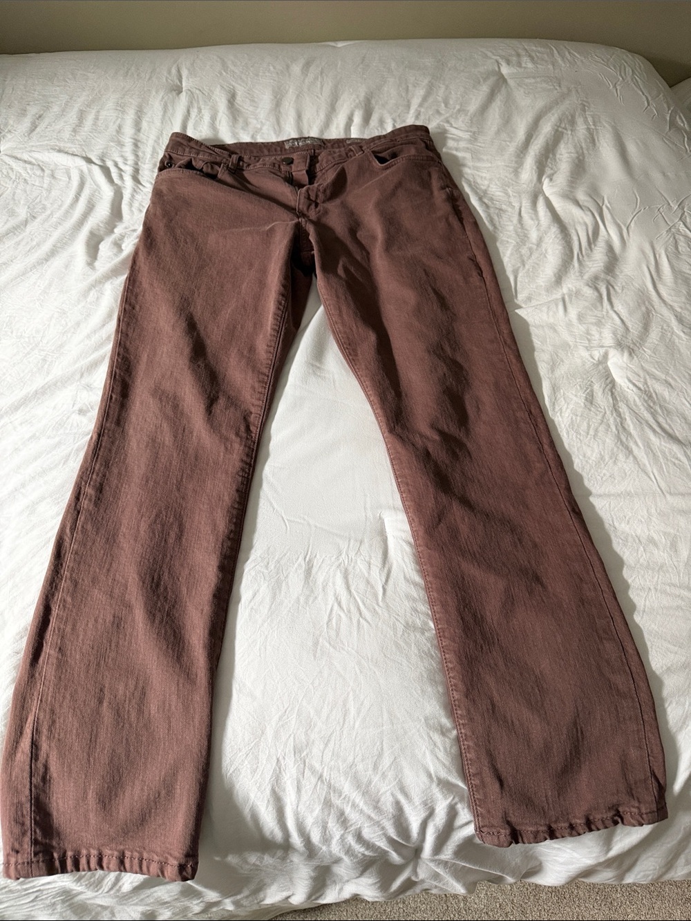 Frame Denim Slim Jeans in Rust Brown 34x32